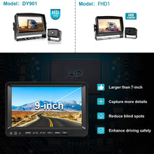 Fookoo Ⅱ HD 1080P Wired Backup Camera System Kit, 9 inch 1080P Reversing Monitor IP69 Waterproof Rear View Camera, Sharp CCD Chip, Parking Lines,Truck/Trailer/Box Truck/RV (DY901)