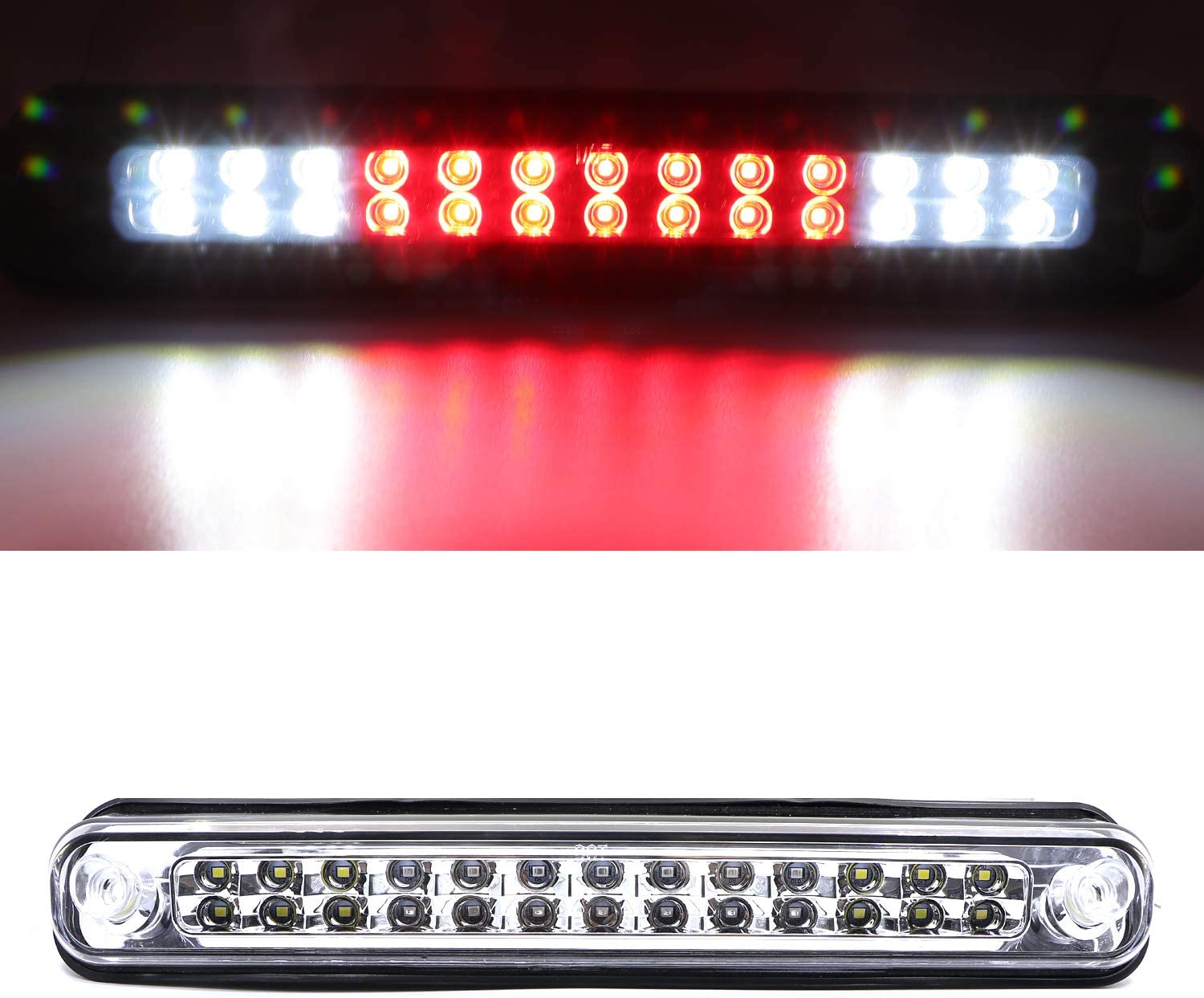 3rd Third Brake Light Lamp Center Hight Mount Stop Light Fits For 1988-2000 Chevrolet,GMC C2500/ C3500/ K2500/ K3500 (Clear)