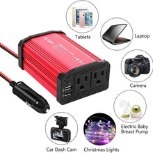 300W Car Power Inverter DC 12V to 110V AC Converter 4.8A Dual USB Charging Ports Car Charger Adapter (Red)
