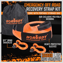 HORUSDY Recovery Tow Strap 3" x 30Ft - Heavy Duty 32,000 LBS Break Strength, 3/4 D Ring Shackles (2pcs), Recover Your Vehicle Stuck in Mud/Snow.