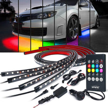 Xprite Car Underglow Neon Accent Strip Lights Kit 8 Color Sound Active Function and Wireless Remote Control 4 PCs LED Underbody System Light Strips w/ 6FT Extension Wire & Cable Tie