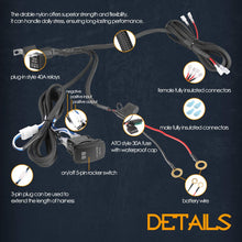 Nirider Wiring Harness 1 Lead, 12V 40A Rock Switch Relay Fuse Nylon Wiring Harness Kit for LED Light Bars Fog Lights Work Lights Driving Lights Offroad LED Pods Wire Kit for Truck UTV ATV Boat