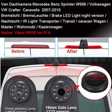 Navinio Car Third Roof Top Mount Brake Lamp Camera Brake Light Rear View Backup Camera for MB Sprinter W906 Van VW Crafter Transporter (Model 1= Brake Light Camera)