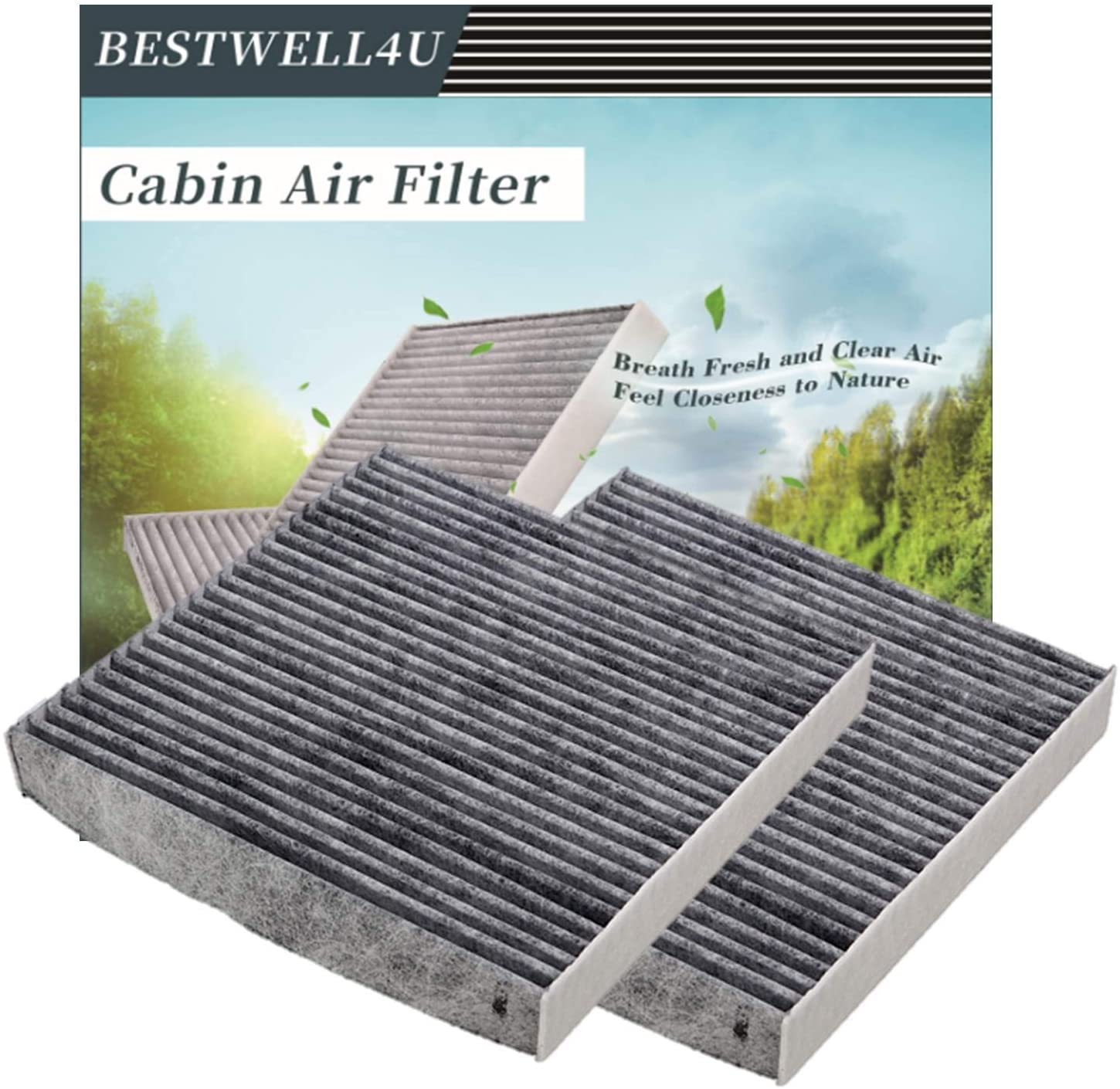 2 Pack Cabin air filter for Toyota/Lexus,Deeper & Better Filtering PM2.5,Made of Melt-Blown Nonwoven and Charcoal,Replacement for CF10285,CP285