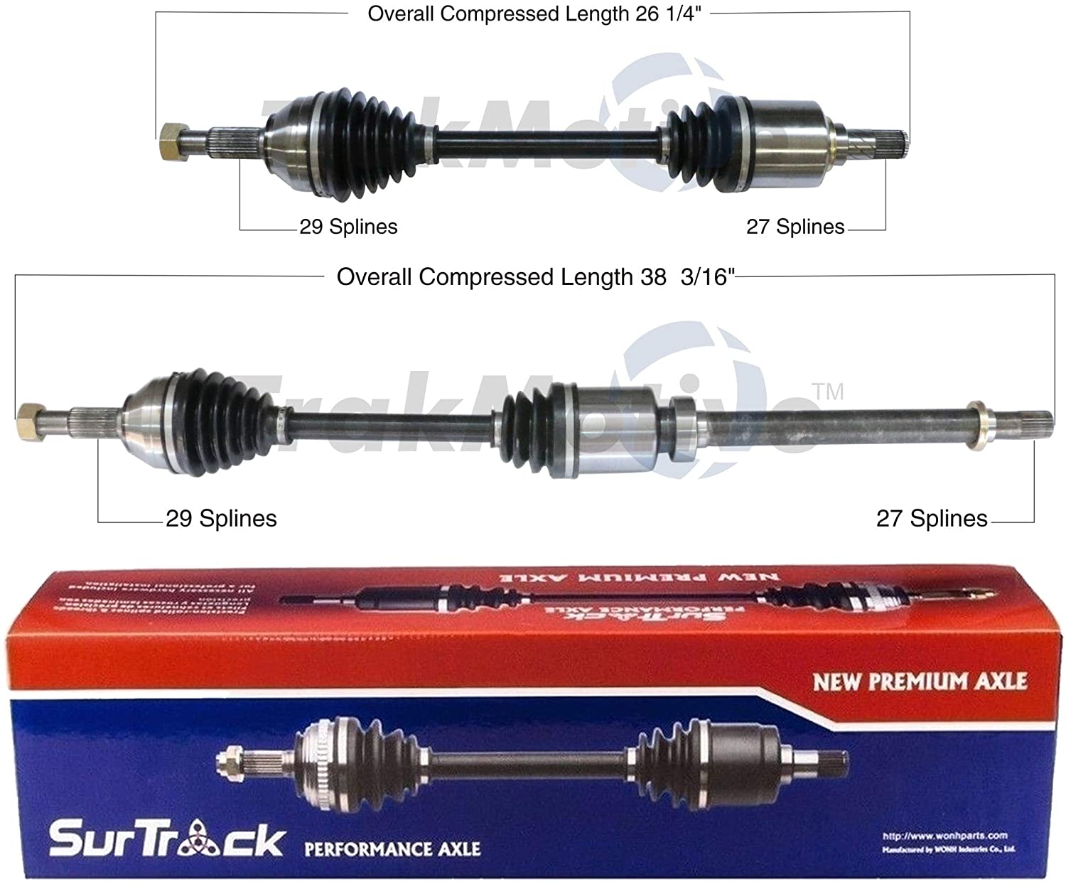 SurTrack Pair Set 2 Front CV Axle Shafts For Nissan Altima Auto CVT FWD 07-13