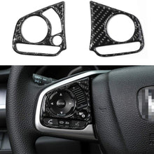 Thenice for 10th Gen Civic Real Carbon Fiber Steering Wheel Trims Inner Wheel Button Decoration Cover for Honda Civic 2020 2019 2018 2017 2016