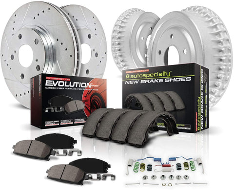 Power Stop K15260DK Front & Rear Brake Kit with Drilled/Slotted Brake Rotors and Z23 Evolution Ceramic Brake Pads