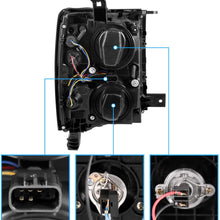 AmeriLite Black Projector Dual LED DRL Bar Headlights Pair for 2014-2015 Chevy Silverado 1500 - Driver and Passenger Side