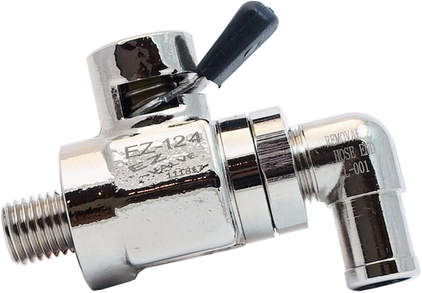 EZ-124(10mm-1.25) EZ Oil Drain Valve with removable L-Shape Hose End(L-001) Combo