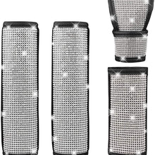 LALATECH 2 Packs Univeral Diamond Leather Seat Belt Shoulder Pads for Women, Bling Rhinestones Car Bling Seat Belt Covers, Crystal Handbrake Cover, Bling Ring Car Accessories (4 Pack)