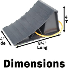 BUNKERWALL Compact Wheel Chock with Rope Handle Pack of 4 (Two Pairs) High Strength Black Plastic - 8.25" by 4.75" by 4.3" BW3484