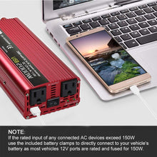 LVYUAN Power Inverter 1200W/2000W(Peak) DC to AC 12V to 110V Car Inverter DC 12V Inverter with 3.1A USB Car Adapter with Battery Clips