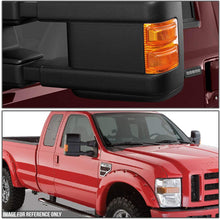 Pair Black Power Heated LED Turn Signal Light Telescoping Side Towing Mirrors Replacement for Ford Super Duty 08-16