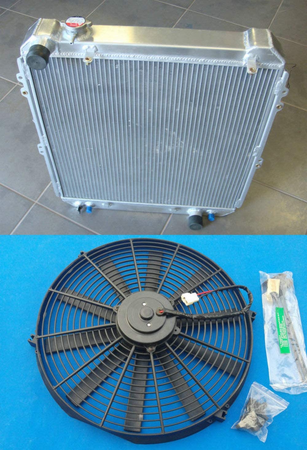 Aluminum Radiator+Fan For Toyota Hilux surf KZN130 1KZ-TE 3.0 TD 1993-1996 94 95
