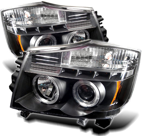 Spyder Auto Nissan Titan/Nissan Armada Black Halogen LED Projector Headlight (PRO-YD-NTI04-HL-BK)