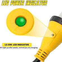 OPL5 15A Male to 50A Female Twist Locking Connector RV Adapter Cord with LED Indicator, 12" Heavy Duty Trailer Electrical Power Cords Plug Adapter (15 Amp to 50 Amp Locking)