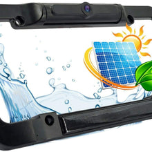 Solar Panel License Plate Frame Rear View Reverse Backup Camera Kit, Car Rover 110° Viewing Angle Universal Reversing Cameras with 4.3" Monitor Included