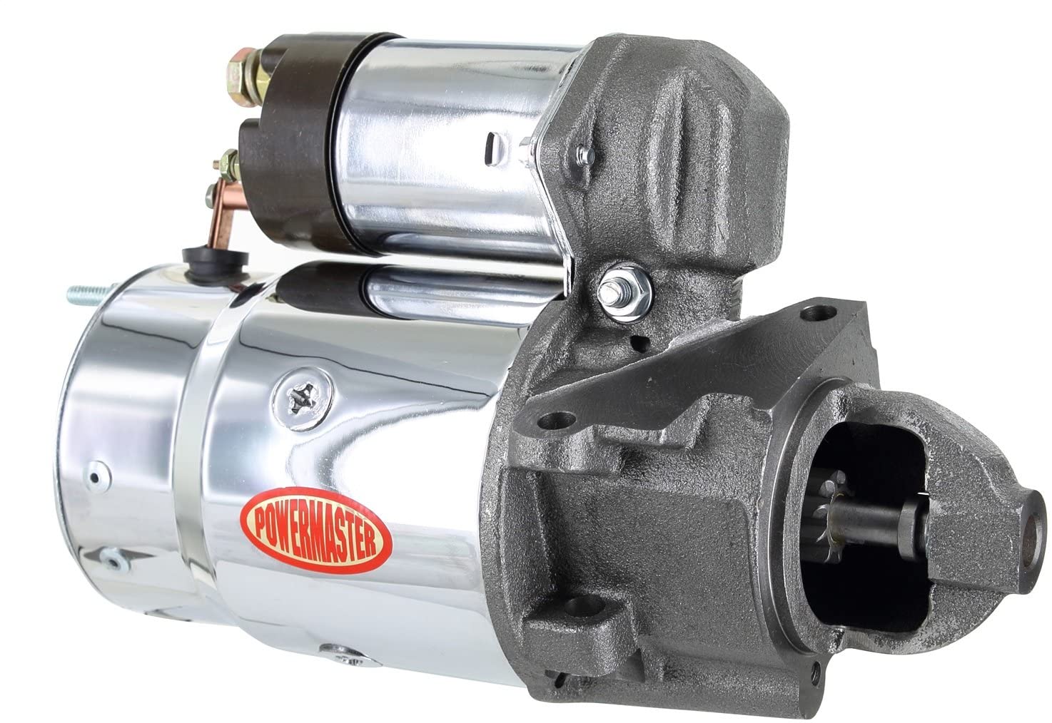 Powermaster 13689 Chrome Alternator (10MT Cast Iron Chevy Stag Mating 168T Flywheel)