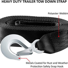 CarBole Trailer Winch Strap 2" x 20' with Safety Snap Hook 10000 lbs Black