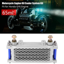 KIMISS Aluminum 65ml Motorcycle Oil Cooler Engine Oil Cooling Radiator System Kit With 2pcs Hollow Screw for GY6 Engine(Silver)