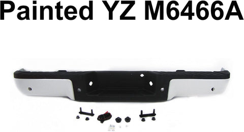 REAR BUMPER PAINTED YZ M6466A OXFORD WHITE FULL ASSY WITH SENSOR HOLE FO1103167