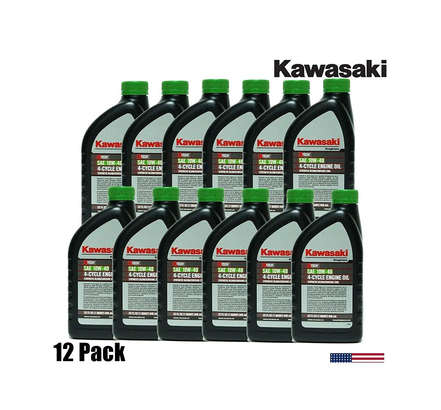 (12-Packs) Genuine OEM Kаwаsаkі 10W40 Motor Oil Quart 4-Cycle K-Tech 99969-6296