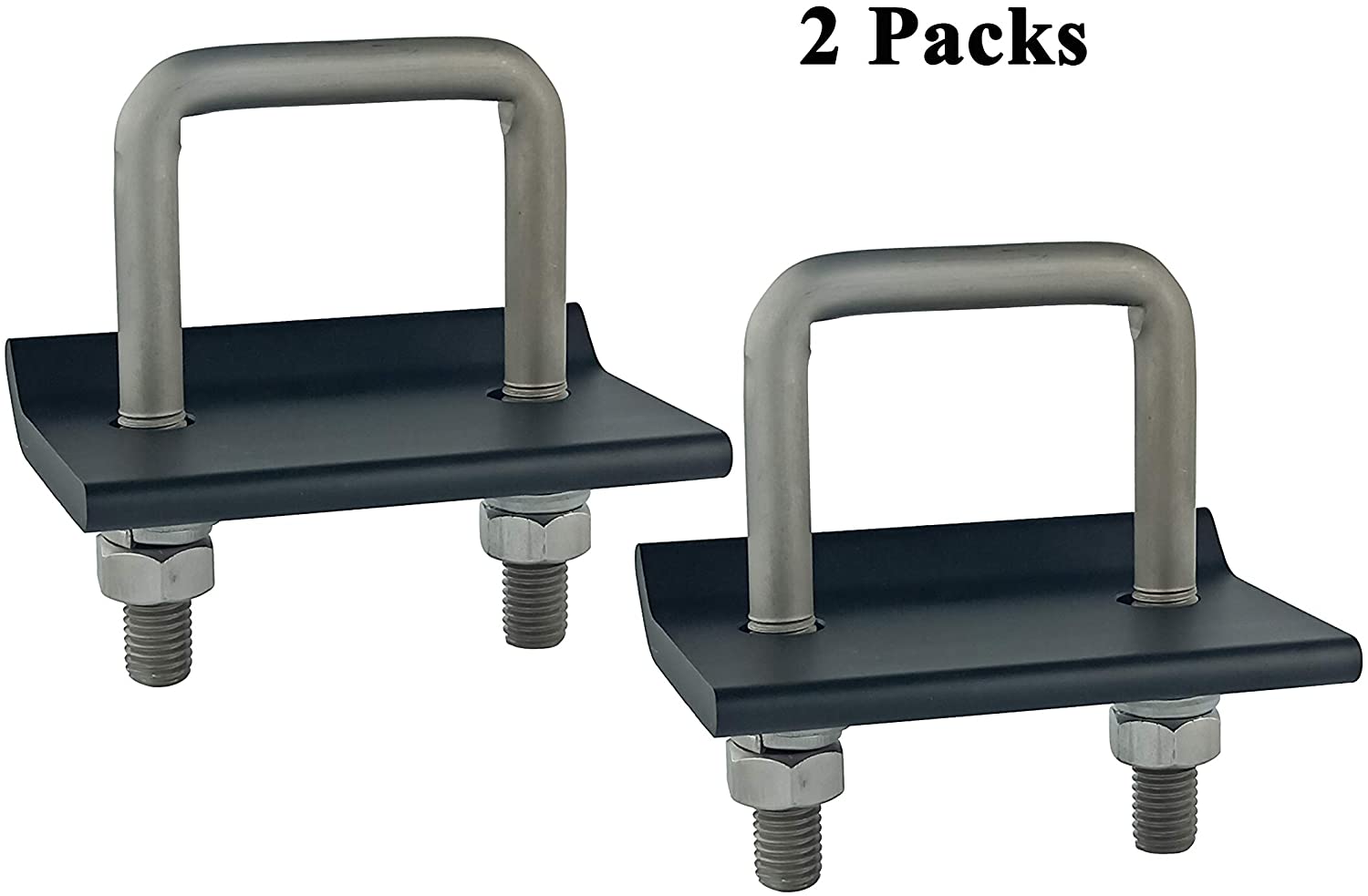 TOPTOW 64707 Trailer Hitch Tightener Anti Rattle Clamp for 1.25 Inch and 2 Inch Receiver Hitches, Black Aluminum Stabilizer Plate, 2 Packs
