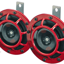 HELLA 003399801 Supertone 12V High Tone / Low Tone Twin Horn Kit with Red Protective Grill, 2 Horns (3AG 003 399-801)