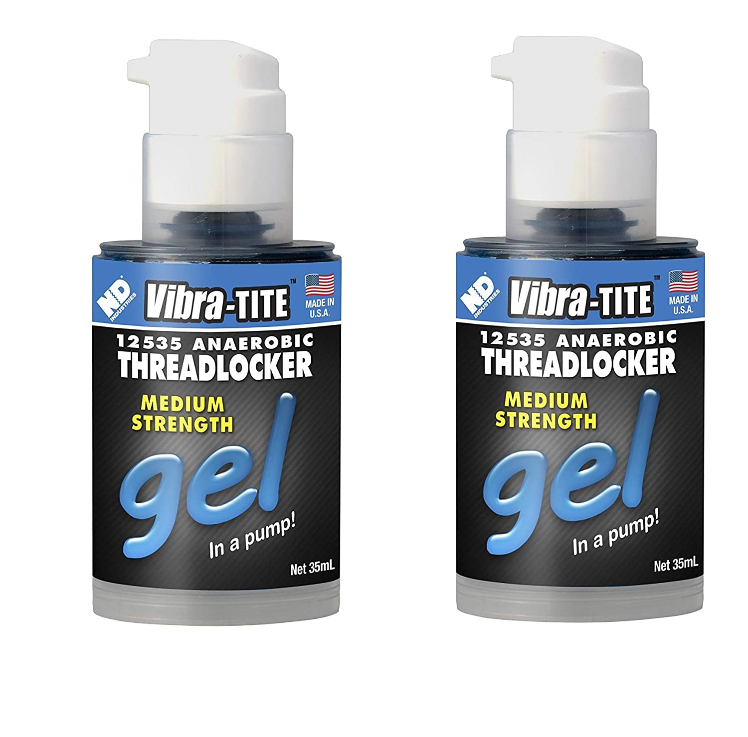 Vibra-TITE 125 Removable Medium Strength Gel Anaerobic Threadlocker, 35 ml Pump, Blue (Twо Pаck)