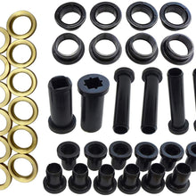 TIKSCIENCE 38Pcs Rear Suspension Bushings Kit Fit for Polaris Sportsman 400 500 700, Including Spacers A-Arm Short and Long Bushings,Lower Control Bushings Stabilizer Tubes - Black