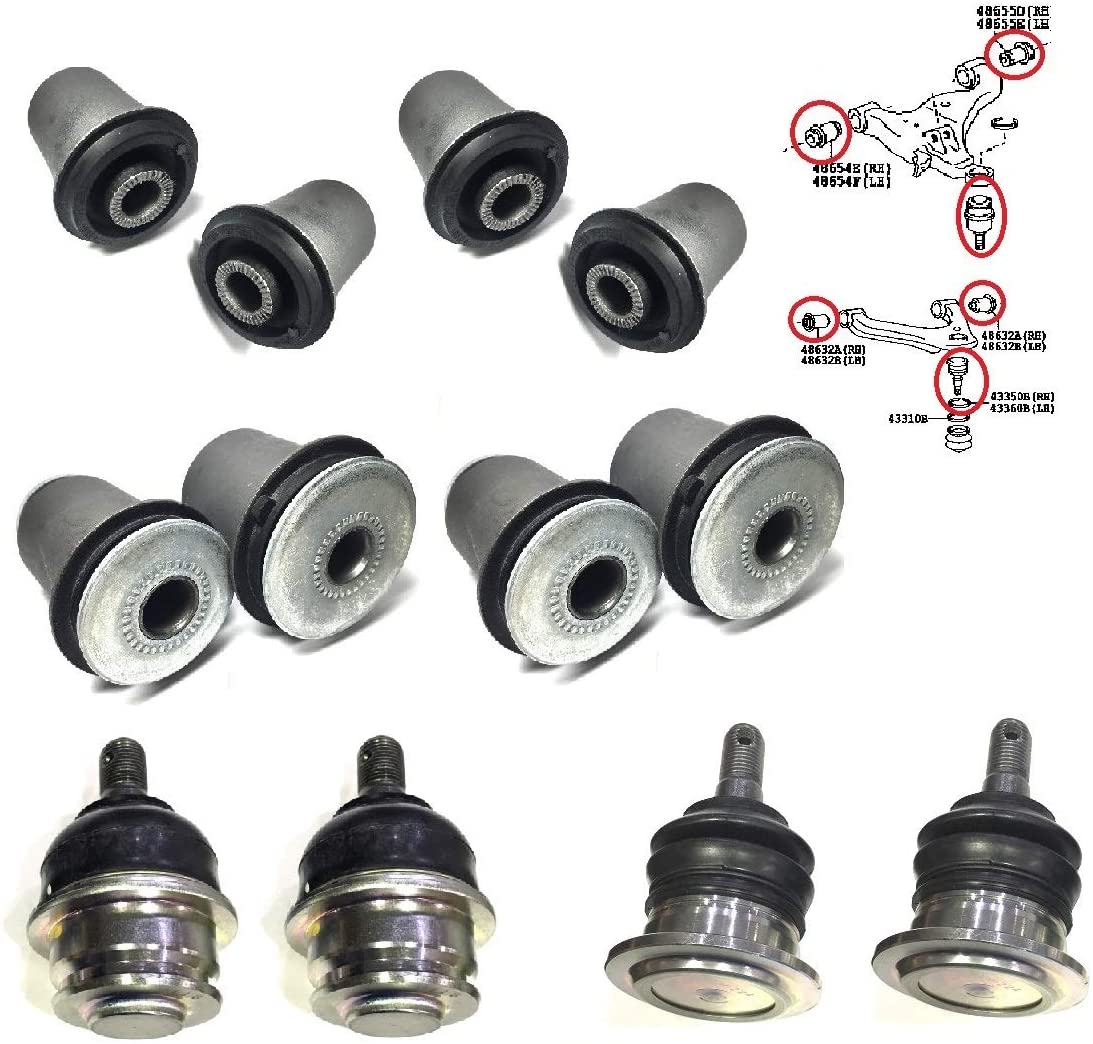 NISTO 8 Front Upper Lower Control Arm Bushing + 4 Ball Joint Compatible With Suitable For 2005-2014 Toyota Tacoma Hilux 2WD Without Prerunner