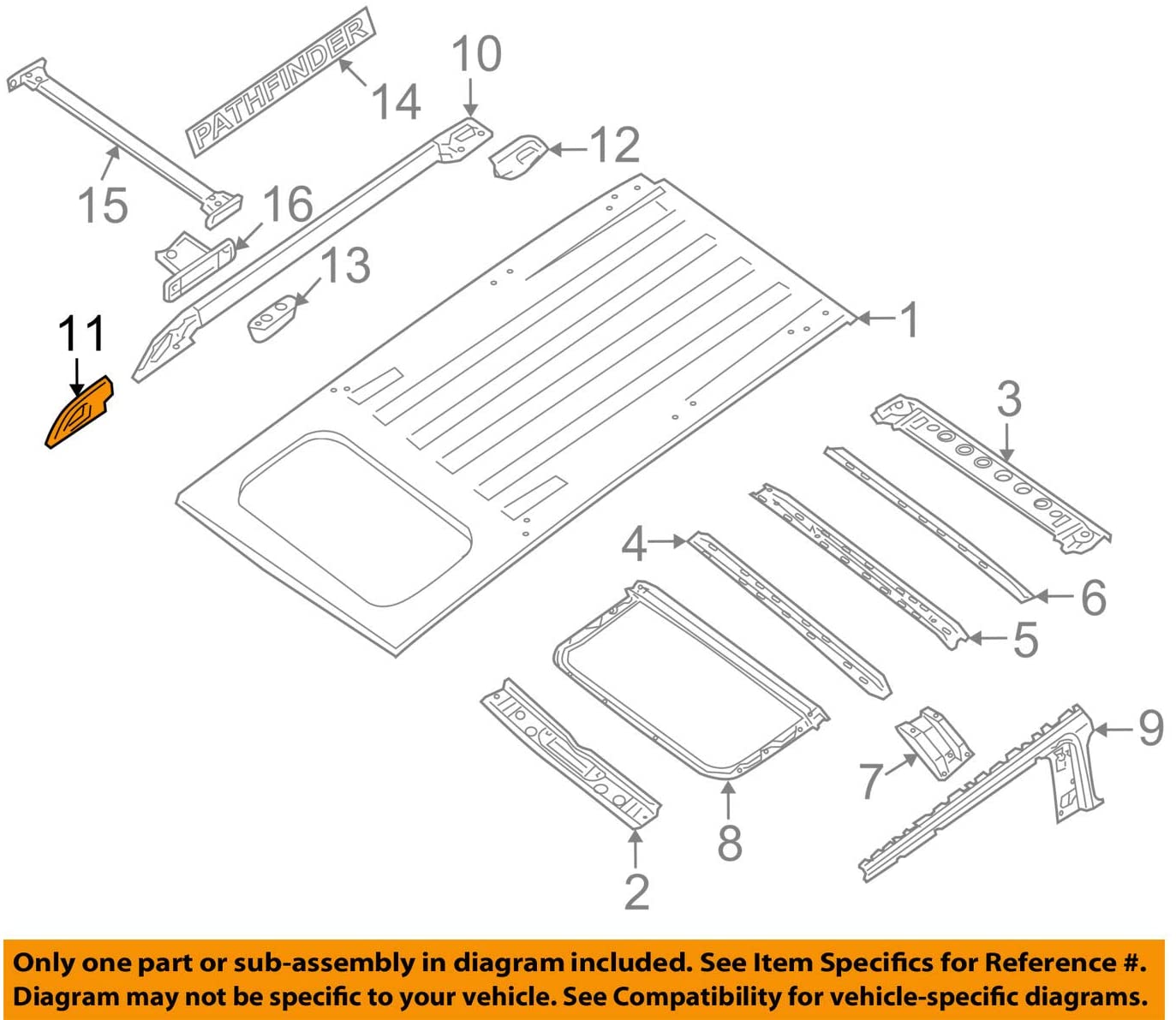 2005-2012 Nissan Pathfinder Roof Rack Side Rail Front Right End Cap Cover OEM 73830-ZL20B