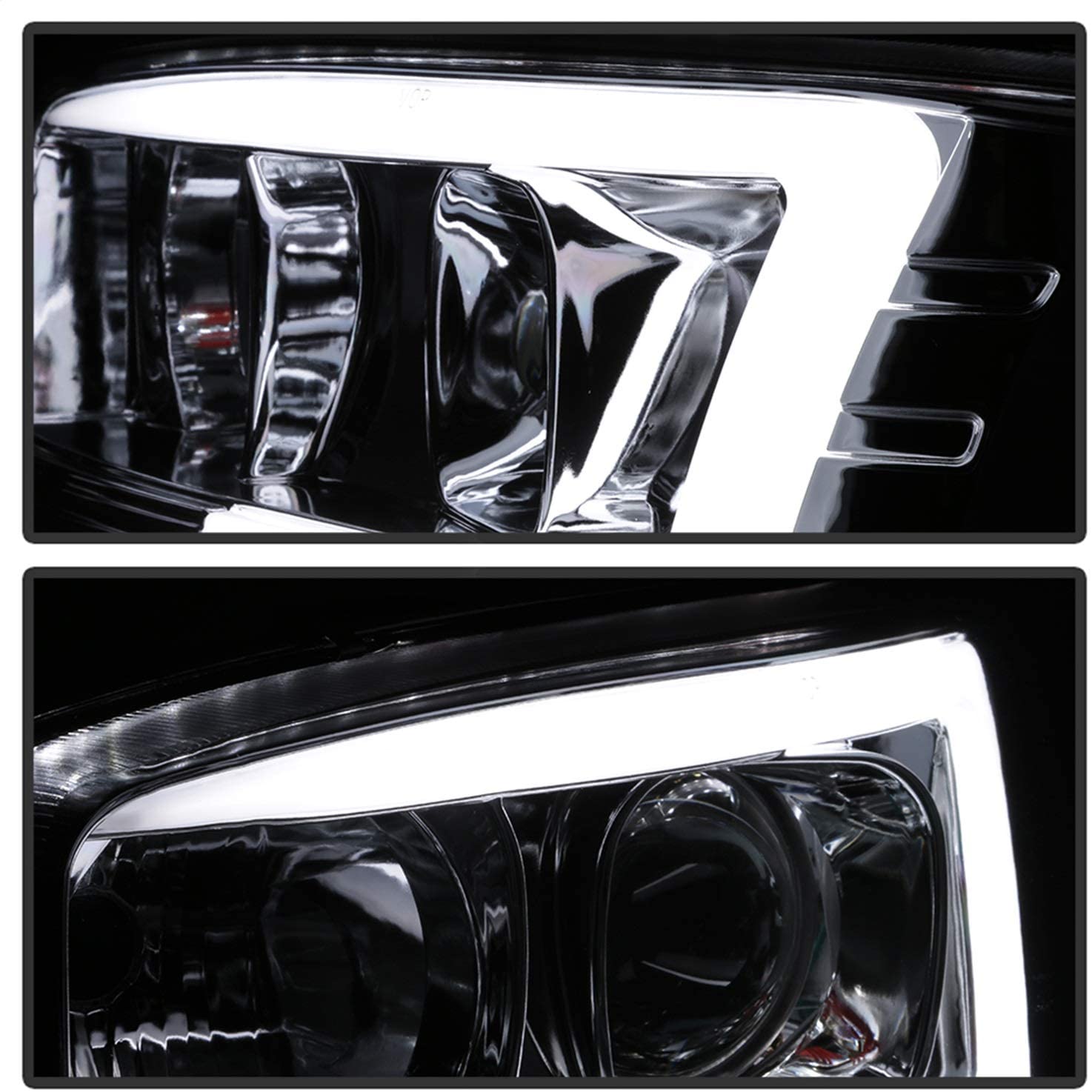 Spyder 5084620 GMC Sierra 1500/2500/3500 99-06 / GMC Sierra Denali 02-07 / GMC Yukon 00-06 / GMC Yukon Denali 01-06 Version 2 Projector Headlights - Light Bar DRL - Chrome