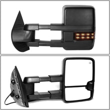 Pair Black Power Heated Telescoping Smoked LED Turn Signal Towing Mirrors Replacement for Silverado Sierra GMT900 07-14