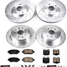 Power Stop K1079 Front & Rear Brake Kit with Drilled/Slotted Brake Rotors and Z23 Evolution Ceramic Brake Pads,Silver Zinc Plated