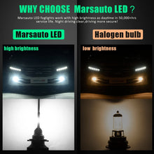 Marsauto G2 Series H11 H16 Led Fog Light Bulbs, H8 H9 Led Fog Lights Replacement for Cars,12 Csp Led Chips 6000K Xenon White, Pack of 2
