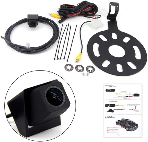 FEXON Backup Reverse Rear View Spare Tire Mount Camera Replacement for Jeep Wrangler 2007-2018 JK for Aftermarket and Factory Radio with RCA Uconnect Plug Adapter