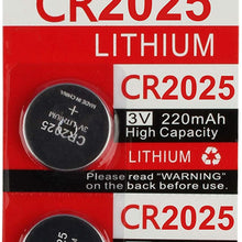 KeylessOption 2025 Battery Long Lasting 3v Lithium for Keyless Entry Remote Smart Key Fob Alarm Head Flip Keys CR2025 (5 Count)