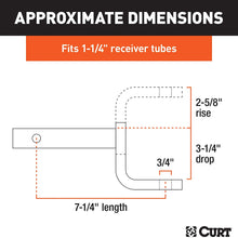 CURT 45521 Class 2 Trailer Hitch Ball Mount, Fits 1-1/4-Inch Receiver, 3,500 lbs, 3/4-Inch Hole, 3-1/4-Inch Drop, 2-5/8-Inch Rise