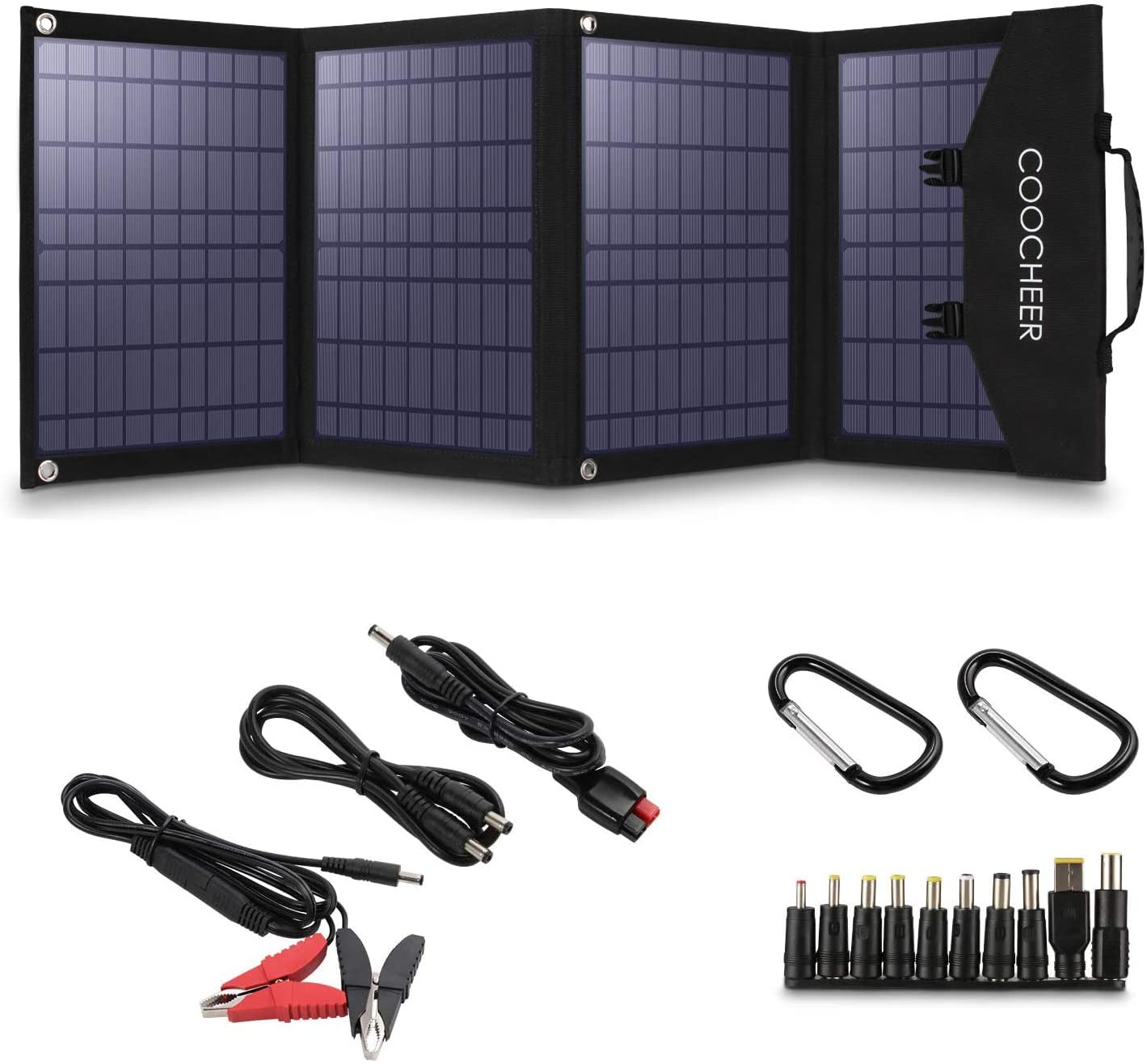 COOCHEER Solar Charger 120W Portable Solar Panel Foldable for Power Station Generator and Laptop Tablet GPS iPhone iPad Camera for Emergency Hurricane Home (120W)