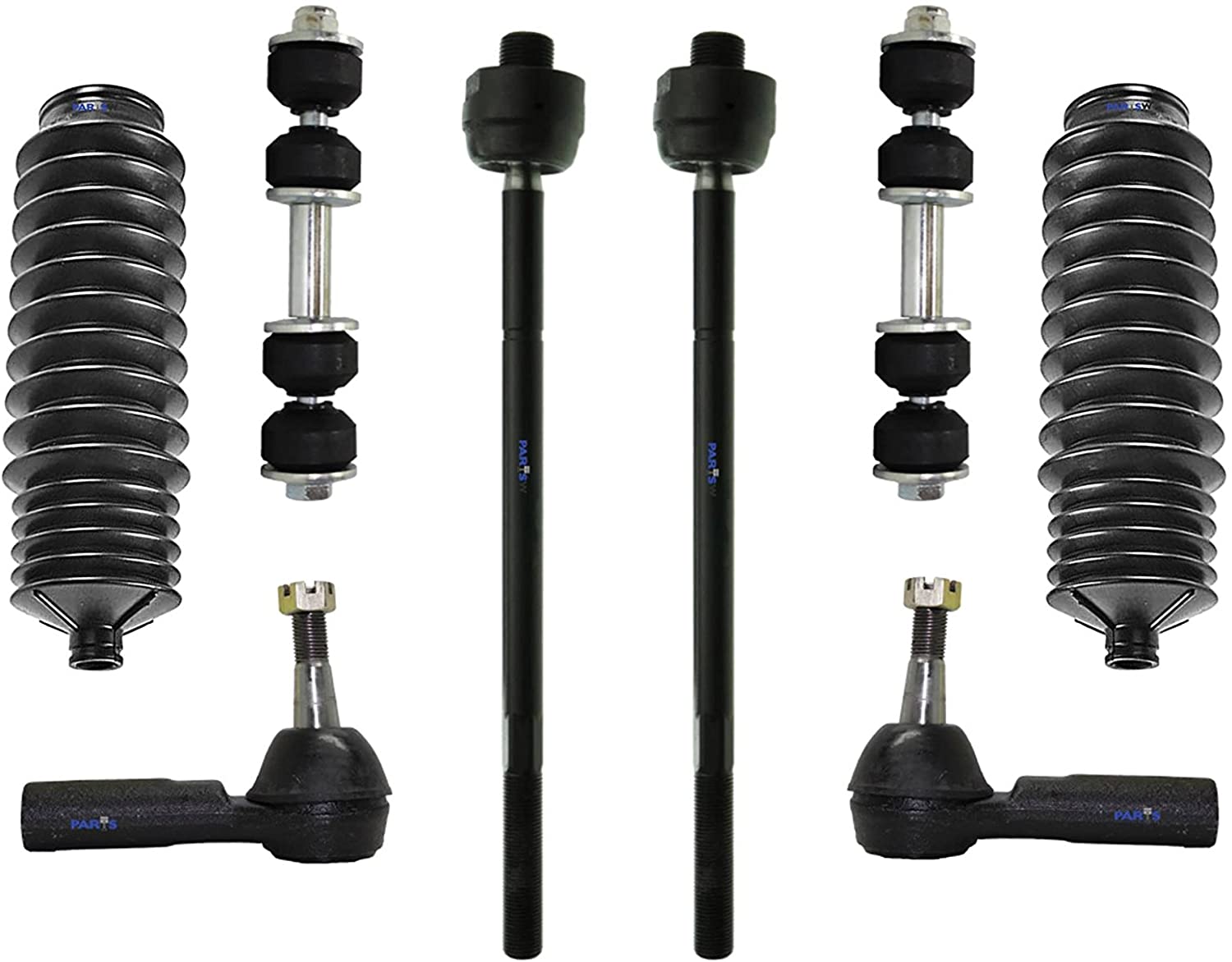 PartsW 8 Pc New Suspension Kit for Buick Cadillac Oldsmobile Pontiac/LeSabre Lucerne Park Avenue Riviera DeVille DTS Seville Aurora Bonneville Tie Rod End & Sway Bars, Rack and Pinion Bellow Boot