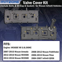 Valve Cover Set with Bolts & Oil Cap & Gaskets & Spark Plug Tube Seals & PCV Valve Compatible with 2004-2016 Nissan Armada NV2500 NV3500 Pathfinder Titan Infiniti QX56 Part# 13264-ZE01A 13264-ZE00A