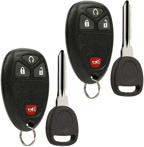 Car Key Fob Keyless Entry Remote with Ignition Key fits Chevy Silverado Avalanche Traverse/GMC Sierra Acadia/Pontiac Torrent/Suzuki XL-7, Set of 2