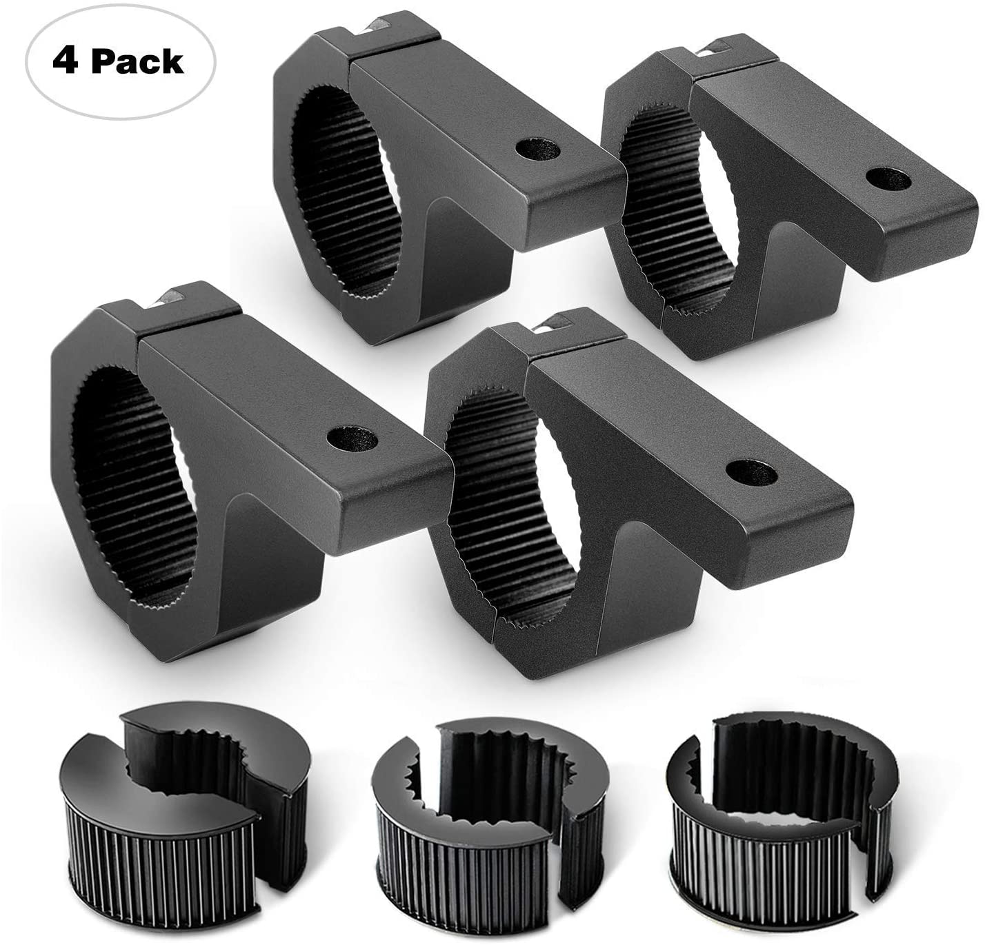Nilight 4PCS Mounting Bracket Kit LED Off-Road Light Horizontal Bar Tube Clamp Roof Roll Cage Holder,2 Years Warranty