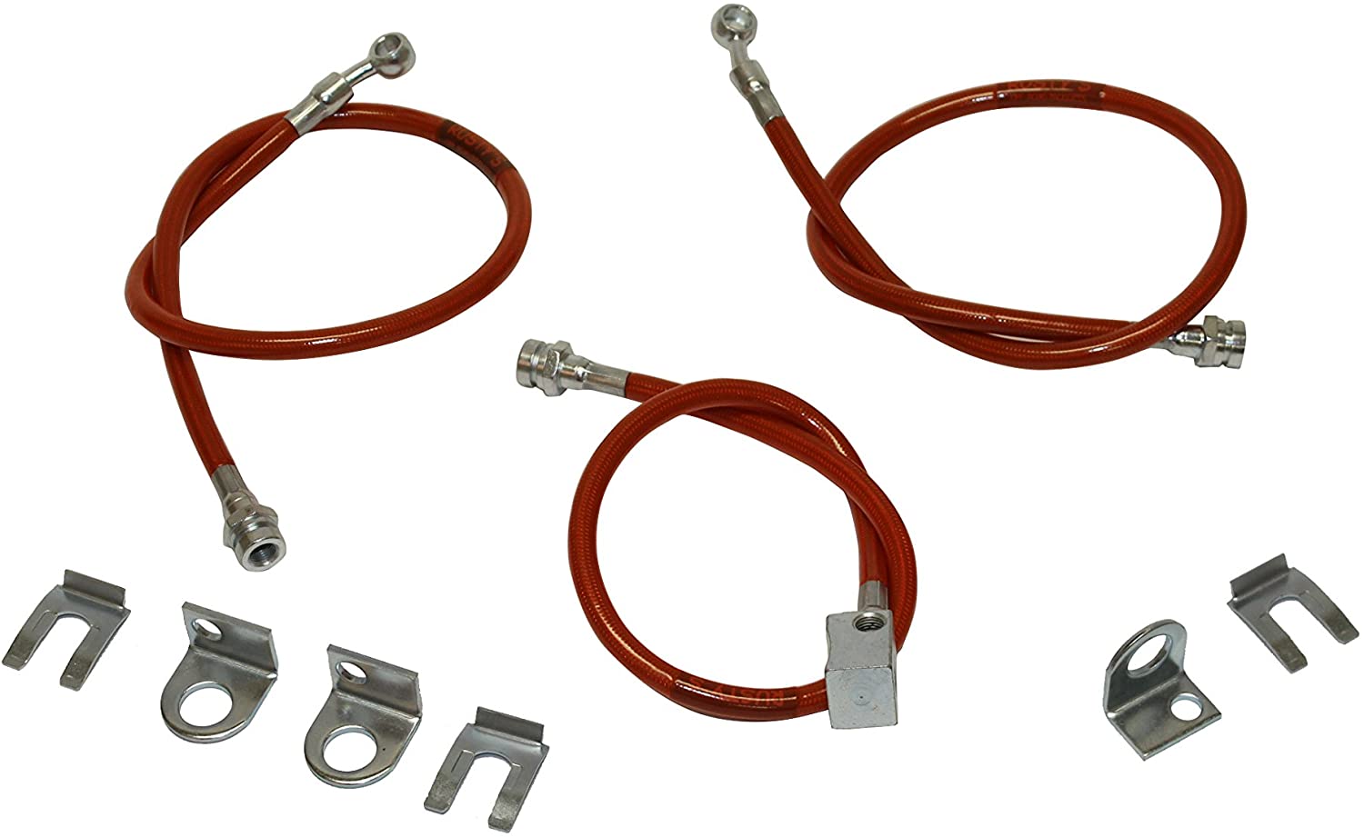 Rusty's Off-Road Stainless Steel Extended Brake Hose Set - Compatible with Jeep XJ, TJ, YJ, ZJ, MJ, CJ