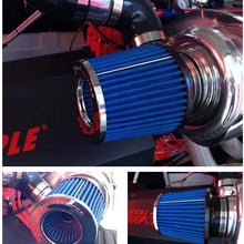 TIROL Air Filter Round Tapered Universal Auto Cold Air Intake Adjustable Neck 3"-3.5"-4" Blue