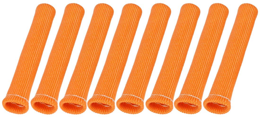 X AUTOHAUX 8 Pcs Orange Spark Plug Wire Boots 1800 Degree Heat Shield Protector Sleeve for Car
