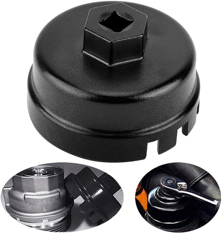 3mirrors Oil Filter Wrench 64MM 14 Flutes Oil Filter Cap Wrench for Acura Honda (Custom) Durable Aluminium