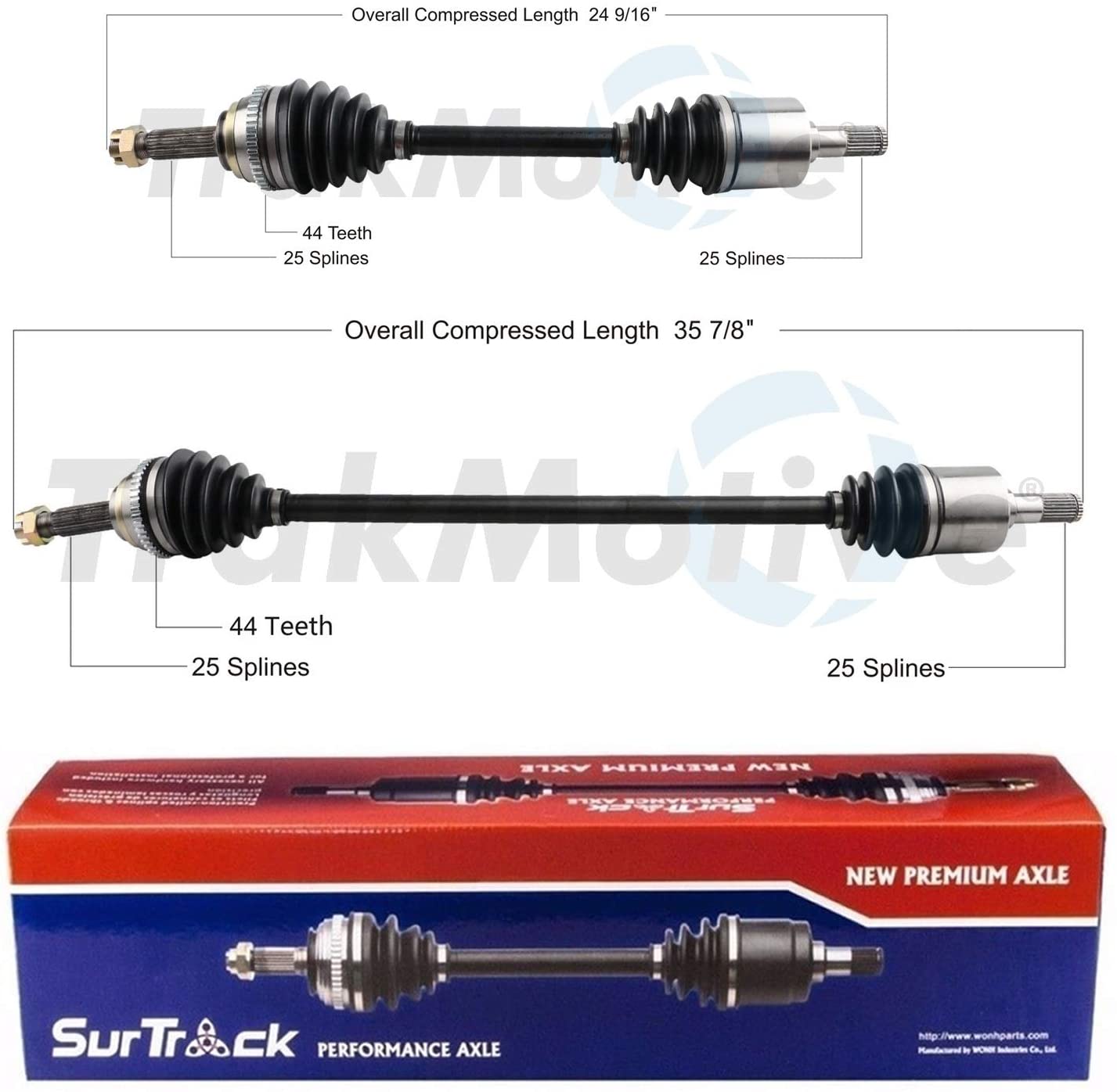 SurTrack Pair Set of 2 Front CV Axle Shafts For Hyundai Accent Automatic 2000-05