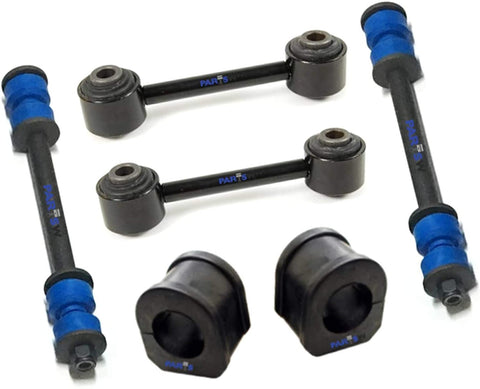 PartsW 6 Pc Suspension Kit for Cadillac Chevrolet GMC/Escalade, Blazer, Tahoe, K1500 Suburban, Yukon/Rear & Front Sway Bar End Link/Stabilizer Bar Bushing Kit 30.5 mm (1.2 inch)
